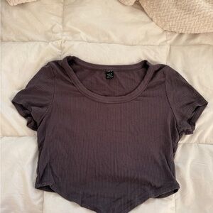 SHEIN Ribbed Crop Top - Charcoal